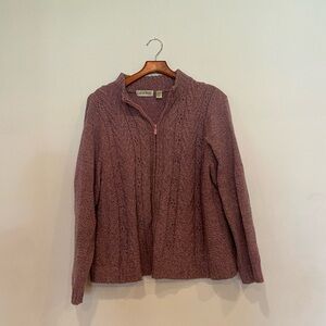 Women's Carol Rose Full Zip Knit Sweater Purple 3X